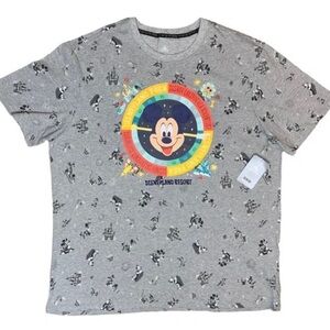 NWT Disneyland Resort Mickey Mouse Play in the Park Gray Graphic T-Shirt Large